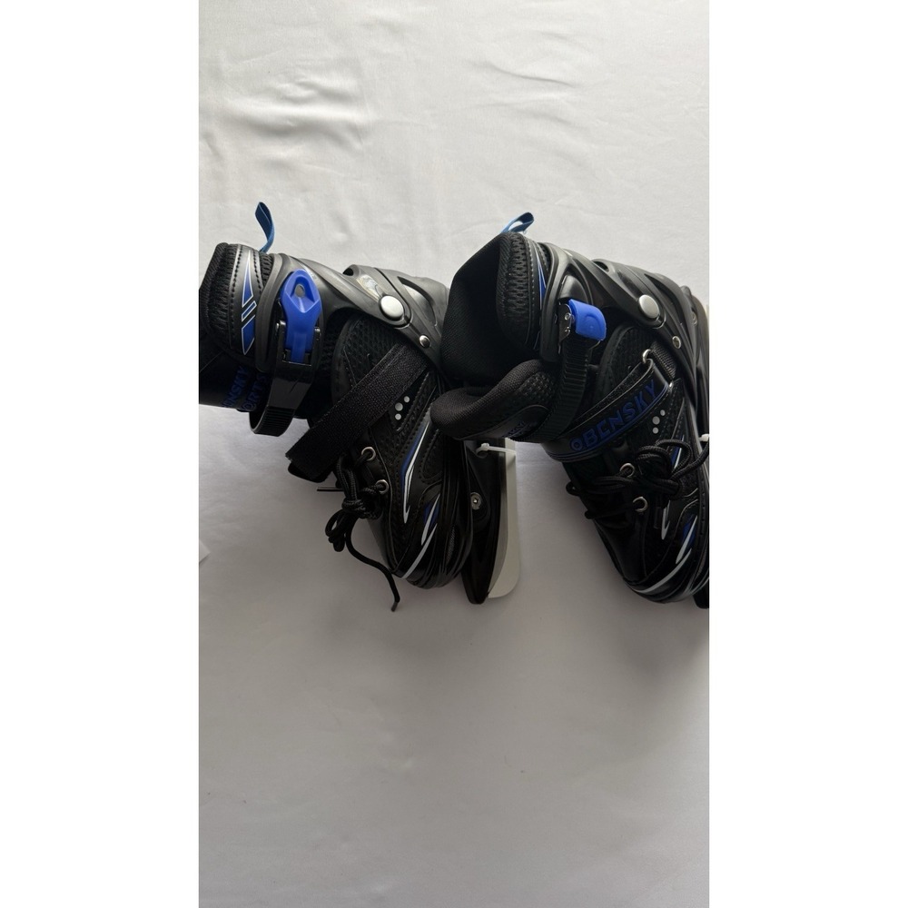 Obensky Adjustable Ice Skates for Kids Medium 31-34 In Black and Blue GUC No Box